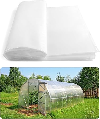 Lámina de plástico transparente para invernadero de 10 x 26 pies, aro de película de polietileno de 6 mil de grosor, cubierta de película verde