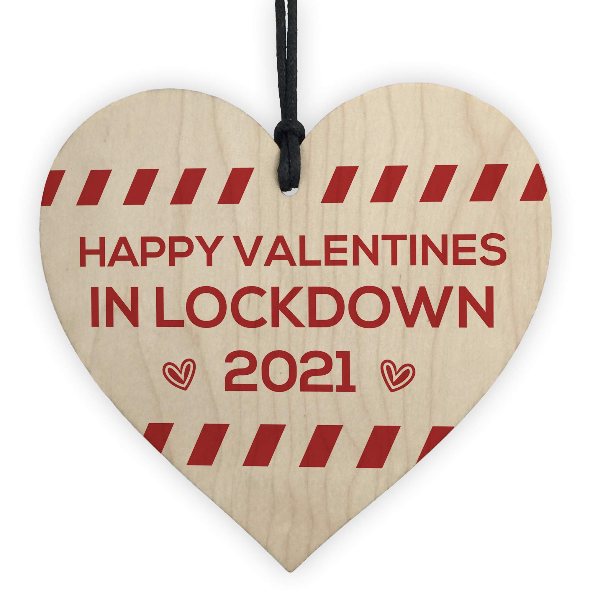 Novelty Happy Valentines Gift For Him Her Lockdown Gift Wooden Heart Keepsake