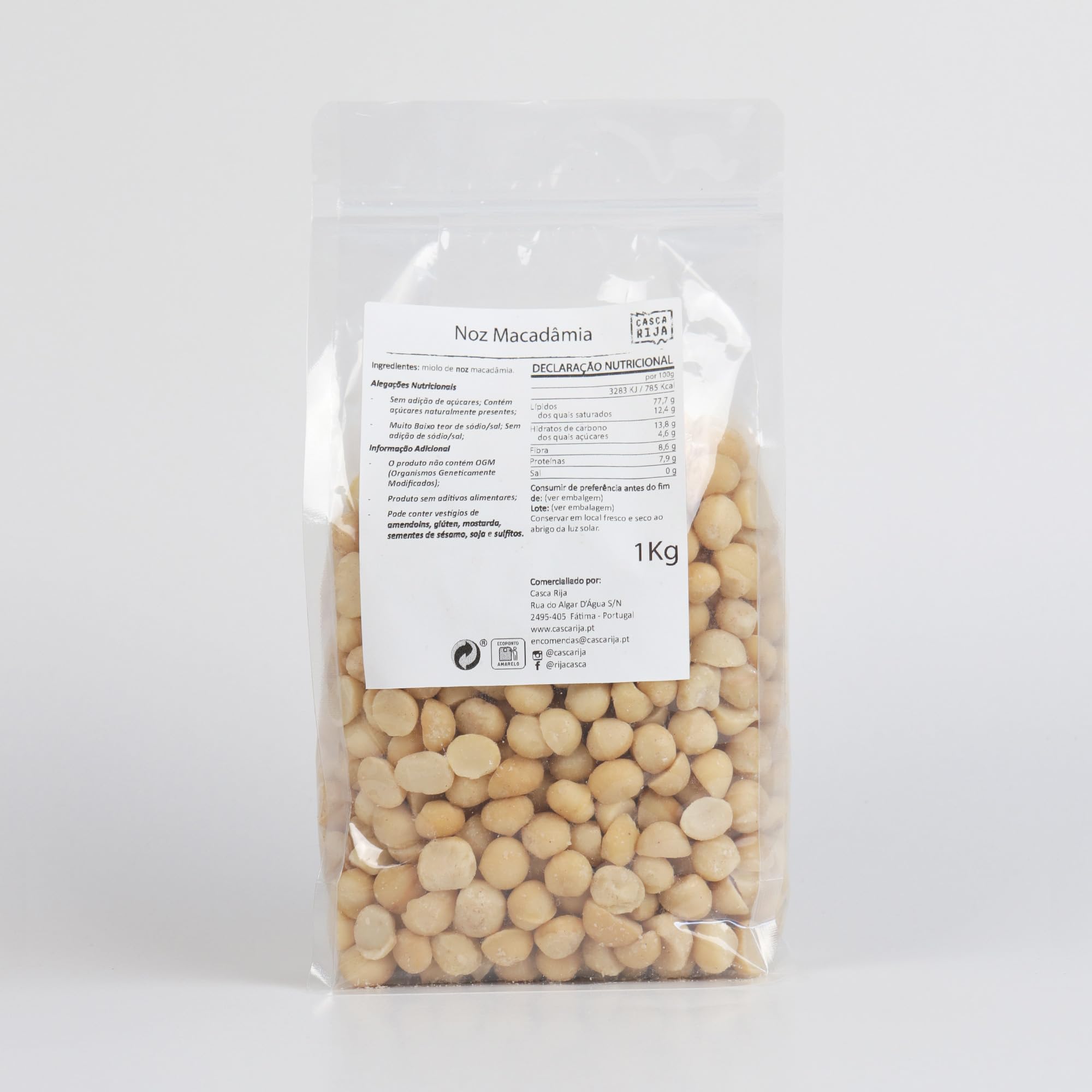 CASCA RIJA: Nuez de Macadamia 1 Kg | Sin Aceite, Sin Conservantes y Sin Sal Añadido | 100% Natural, Vegano