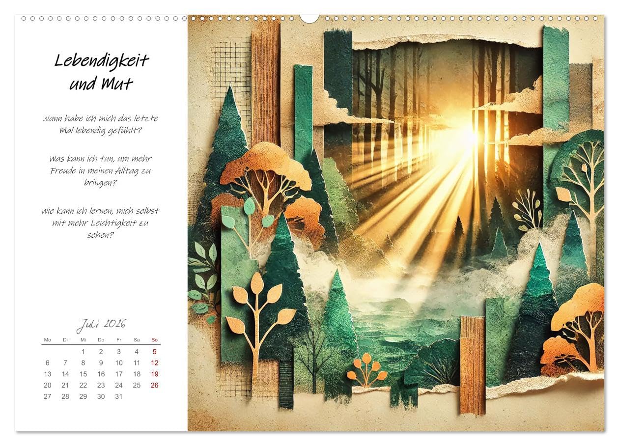 Dein Jahr der Stärke - Reflexionskalender für mehr Selbstbewusstsein (hochwertiger Premium Wandkalender 2026 DIN A2 quer), Kunstdruck in Hochglanz: In ... Natur-Collagen. (CALVENDO Gesundheit)
