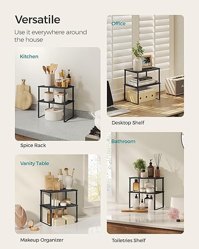 Miniatura 61 de SONGMICS Cabinet Organizer Shelf, Set of 4 Kitchen Counter Shelves, Kitchen Storage, Spice Rack, Stackable, Expandable, Metal and Engineered Wood