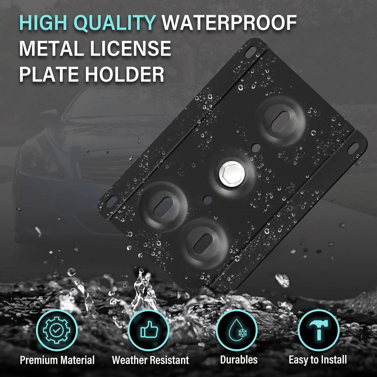 New No Drill Front Bumper License Plate Mount Bracket Holder Compatible with Ford 2015-2023 Mustang Front Grille License Plate Frames Front License Plate Mounting Kit Car Tag Accessories