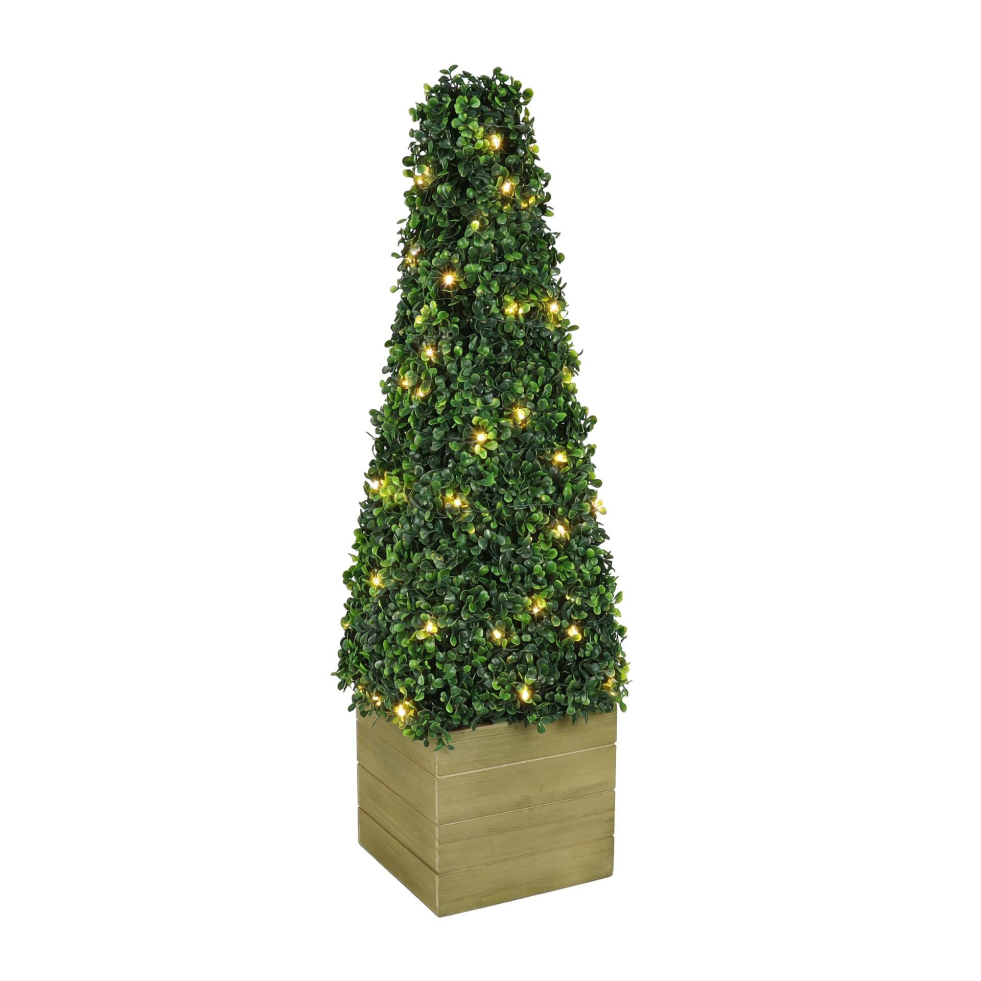 Gardenwize Green - Solar Powered Garden Artificial Topiary - Low Maintenance, No Running Costs, Eco Friendly Patio Decking Tree (Obelisk)