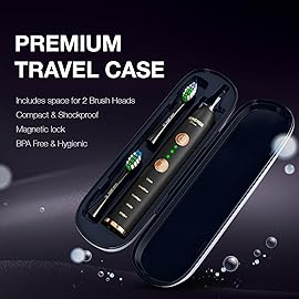 Wagner Stern WHITEN+ Edition. Whitening Electric Toothbrush with Pressure Sensor. Offers 5 Brushing Modes, 3 intensities, 8 Soft Brush Heads, and a Luxury Travel case.