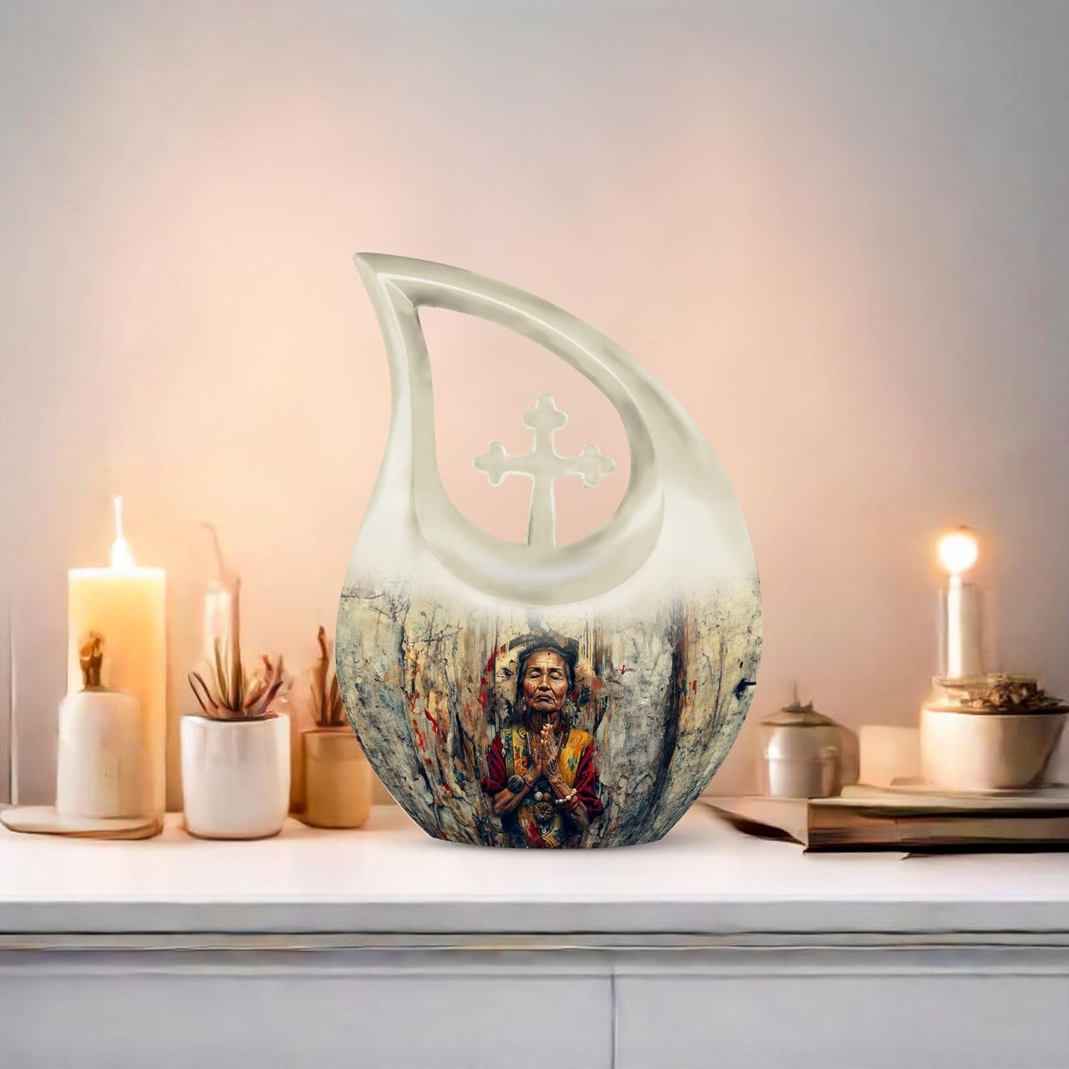 Native American Urns for Human Ashes - Large Urns for Human Ashes Adult Male - Native American Cremation Urn - Funeral Urn for Mom 10inch