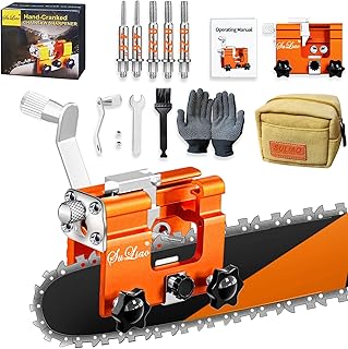 Chain Saw Sharpening Jig, Chain Saw Sharpener Tool with 5Pcs Tungsten Carbide Chainsaw Sharpener Bits, Portable Manual Chainsaw Chain Sharpening Jig Kit for 4"-22" Chain Saws, Keep Chain Saw Sharp