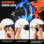 EFAN 21V Cordless Power Drill Combi Driver Electric Screwdriver Tools Kit,2 Variable Speed 25+1 Torque Setting,29pcs Drill/Driver Bits,Orange