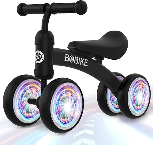 Bicicleta de equilibrio de 4 ruedas y sin pedales para bebés, niños y niñas de 12 a 36 meses, regalo de primer cumpleaños para caminante