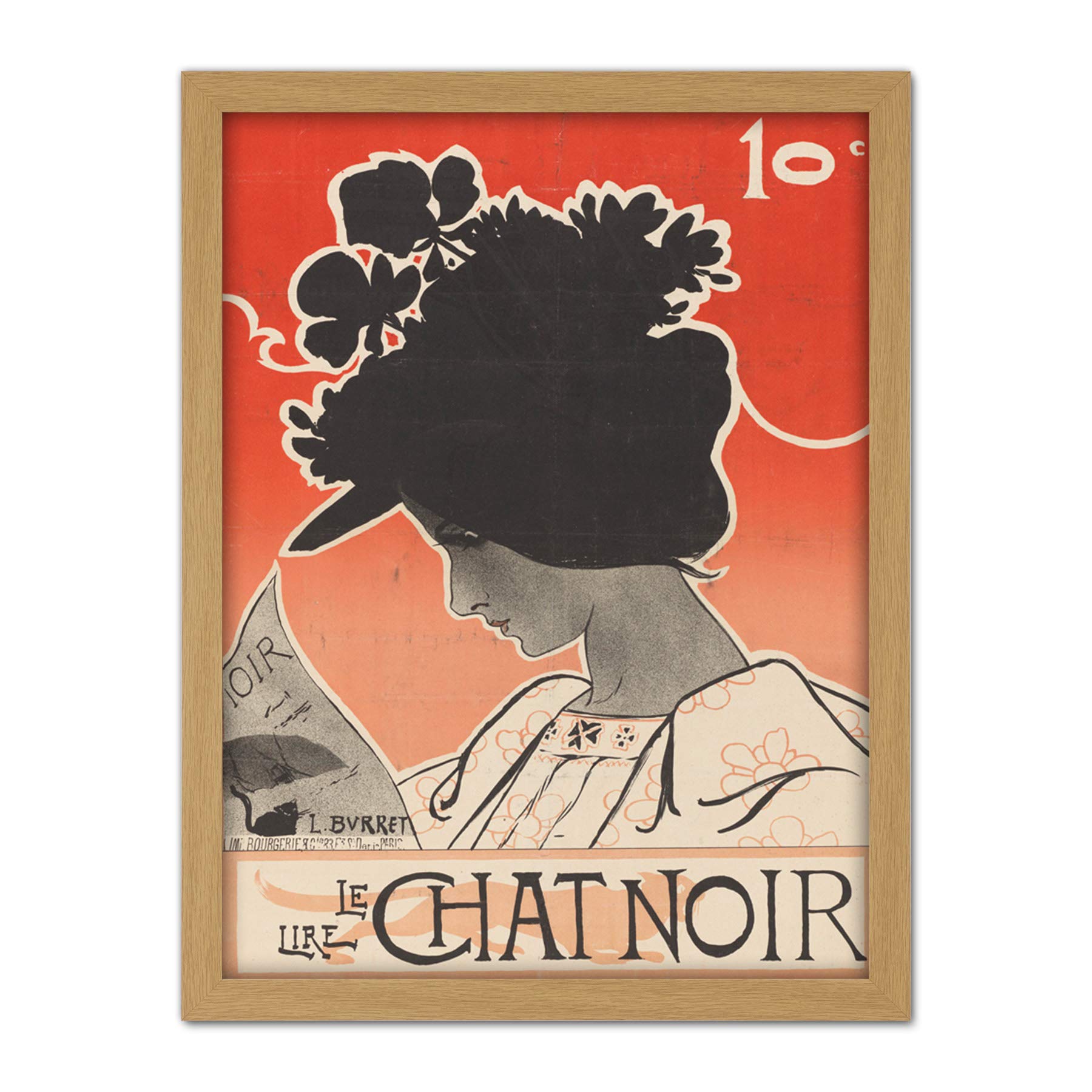 Artery8 Burret Le Chat Noir Black Cat Magazine Advert Artwork Framed Wall Art Print 18X24 Inch