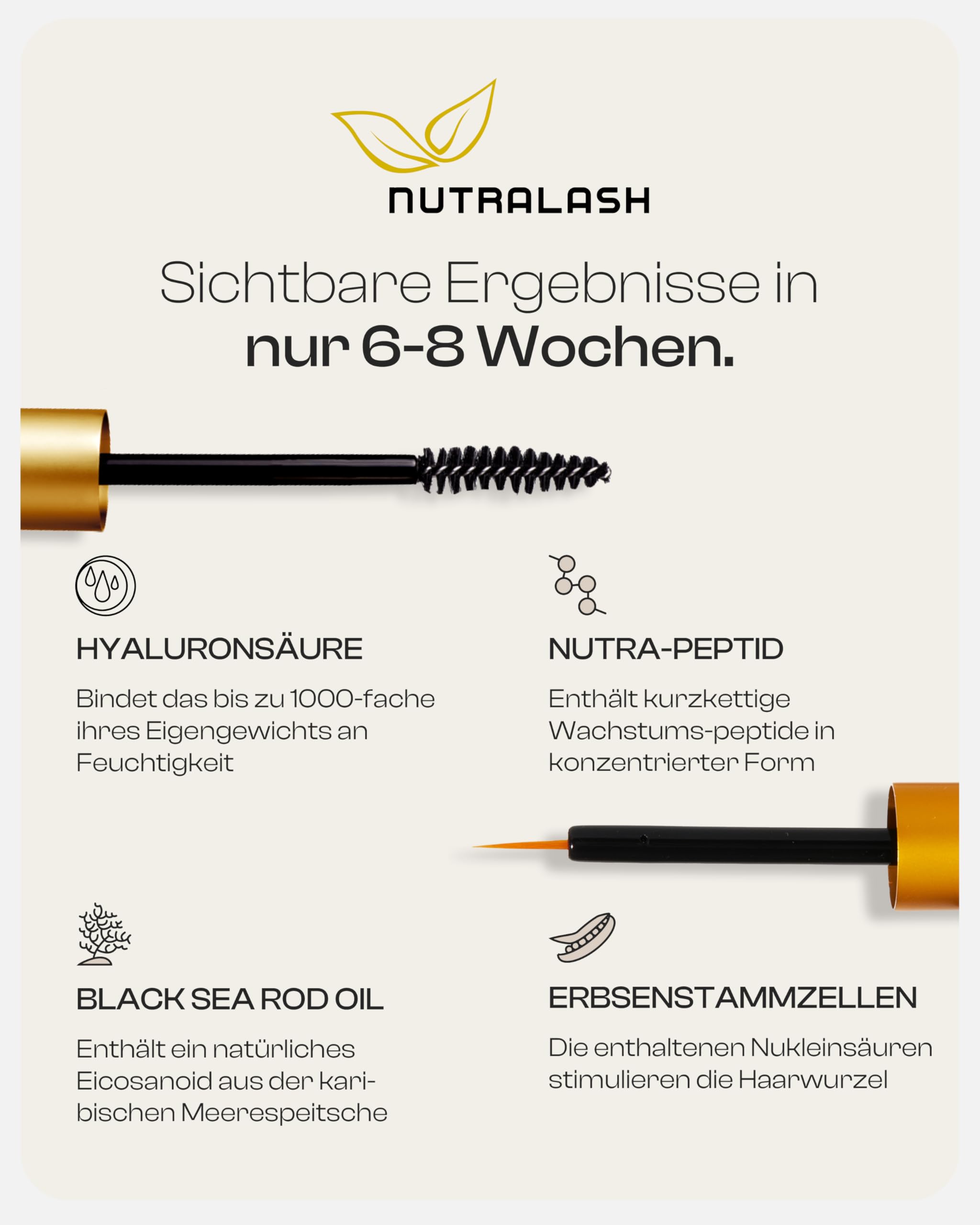 Nutralash – Vorteils-Set Mascara & Eyelash Formula 2.0 I Wimperntusche für maximales Volumen I Serum für Wimpernwachstum I Pflegende Wimperntusche mit Hyaluronsäure I 5ml & 1ml
