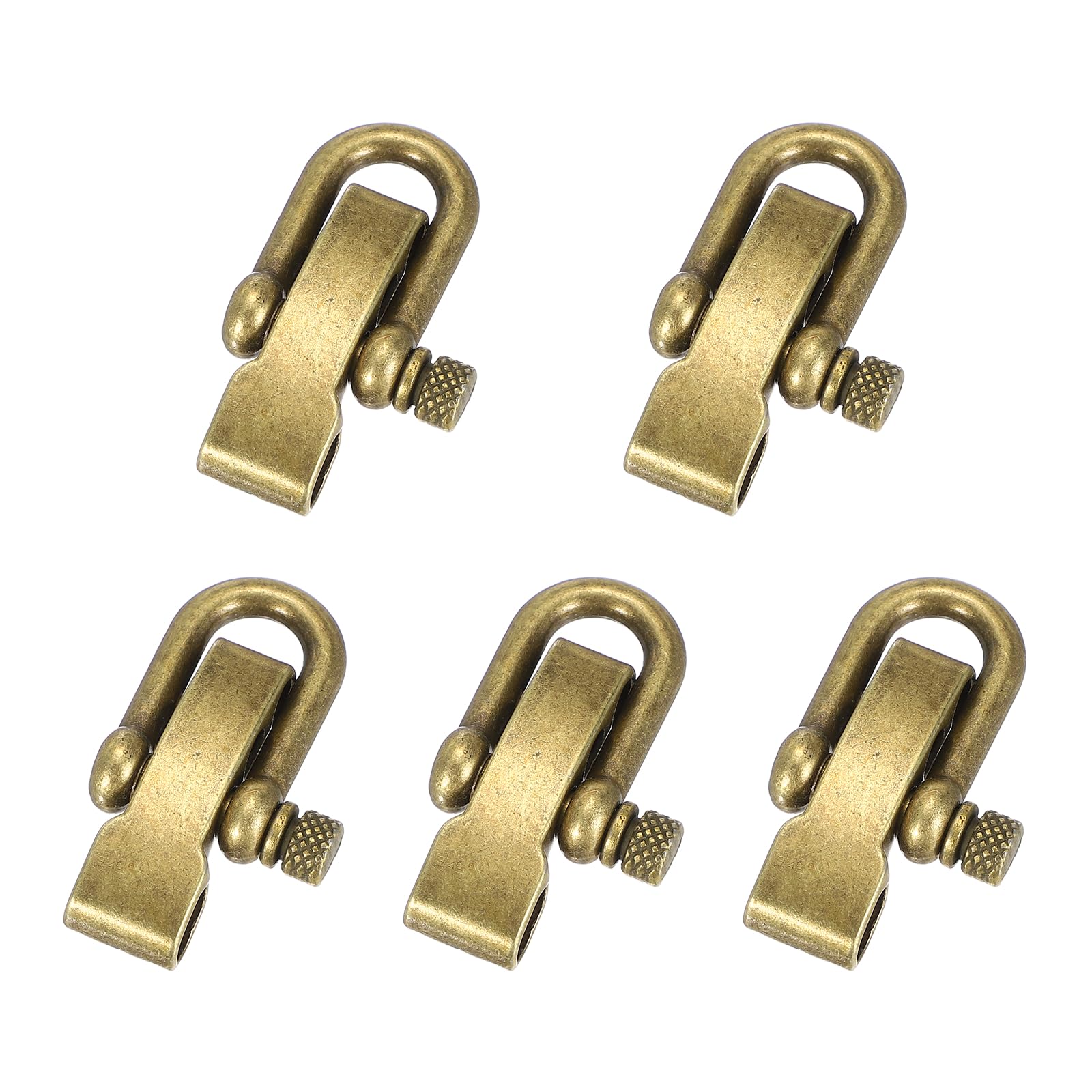 YELARXI Paracord Bracelet Shackle Buckle, Metal Survival Bracelet Bow Anchor Adjustable U Bow Shackle Use Screw Pin Buckles 5Pcs & Black & Round Head-Fit for (Camping/Belt/Outdoor Rope)