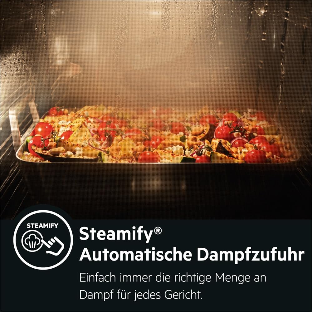 AEG BSE79228BM Dampfbackofen / Serie 9000 mit SteamPro / Dampfreinigung / Kerntemperatursensor / Touch-Bedienung / Grill / Display mit Uhr / Kindersicherung / A++ / Edelstahl mit Antifingerprint