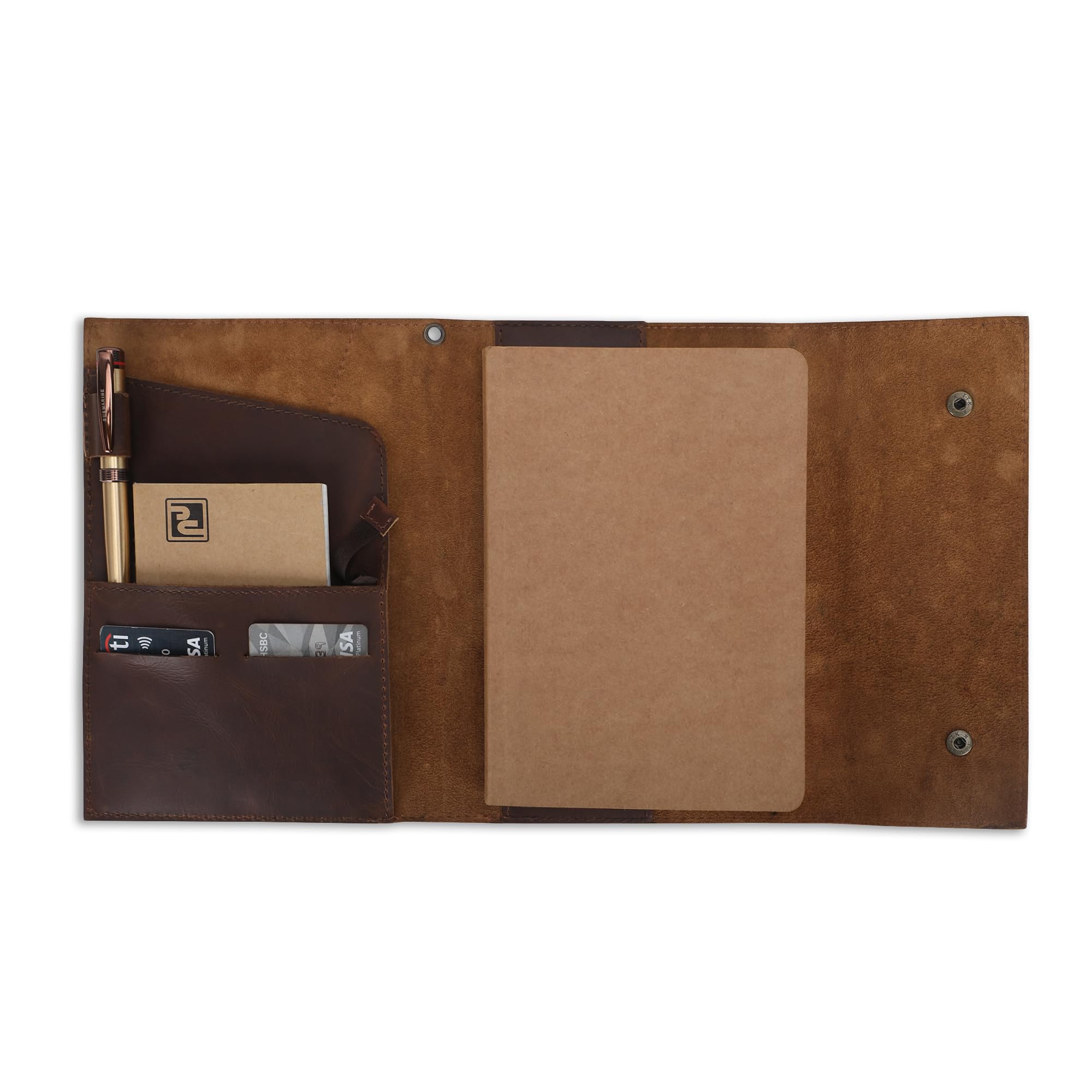 Rustikales Tagebuch aus Vollnarbenleder für A5-Notizbücher, passend für 14 x 21 cm Skizzenbücher und 14 x 21 cm Schreibblöcke, nachfüllbarer Leder-Notizbuch-Organizer mit Stiftschlaufe, 5