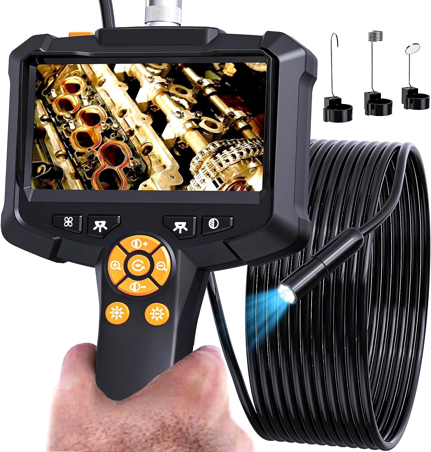 Endoscope With Light, IP67 Waterproof Borescope, 1080 HD Inspection Camera, Snake Camera, 16.5ft, Gadgets for Men 4.3"