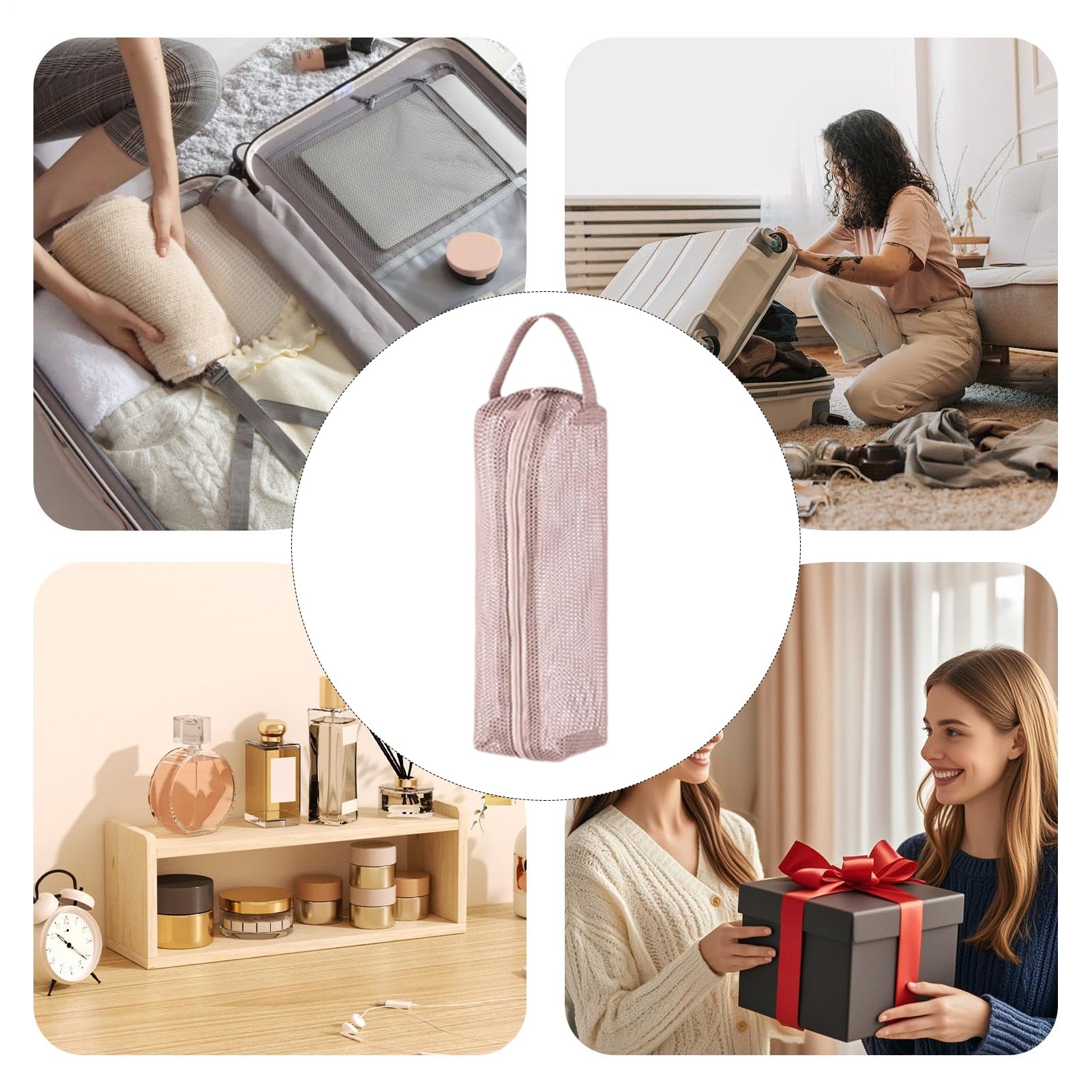 Borsa da Toilette da Viaggio Piccola Compatta Multifunzionale Mesh