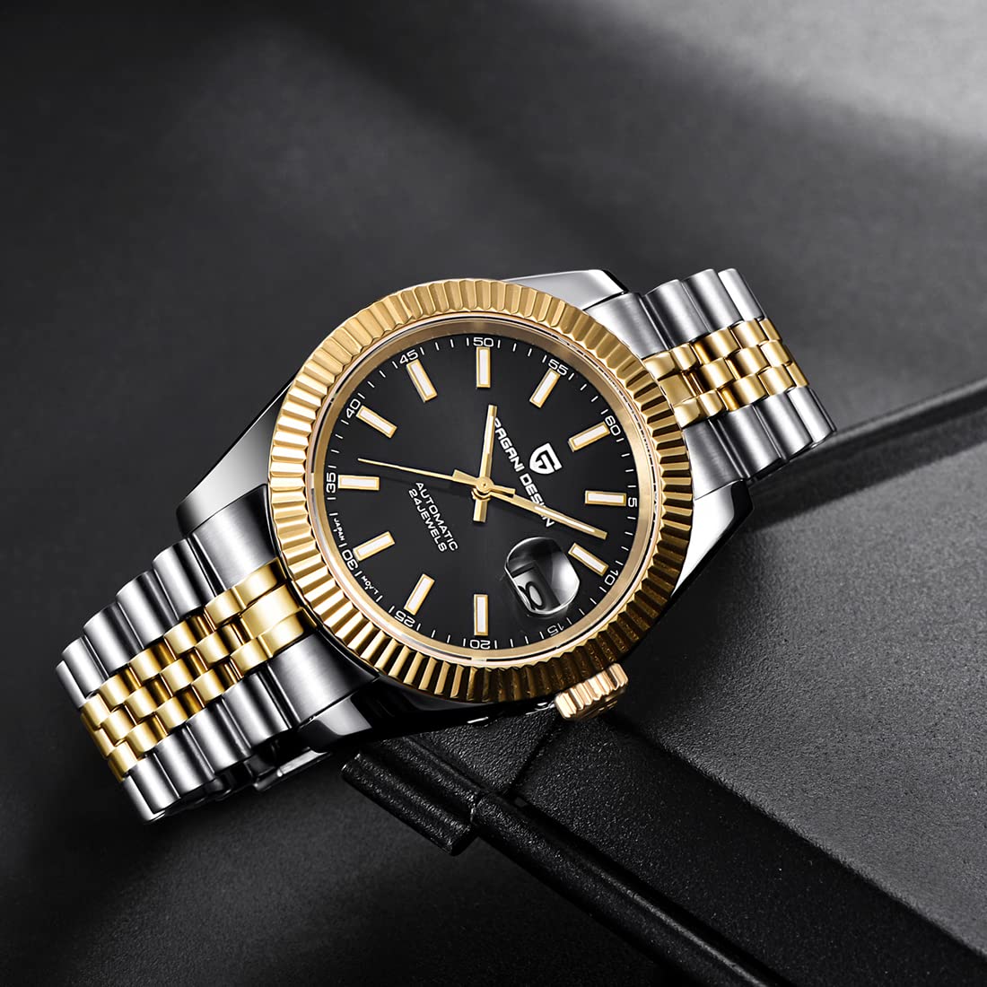 RollsTimi Pagani Design Men's Watch, Japan NH35 Movement, Stainless Steel, Self-Winding Elite Business Watch, Sporty, 100 Meter Water Resistant.