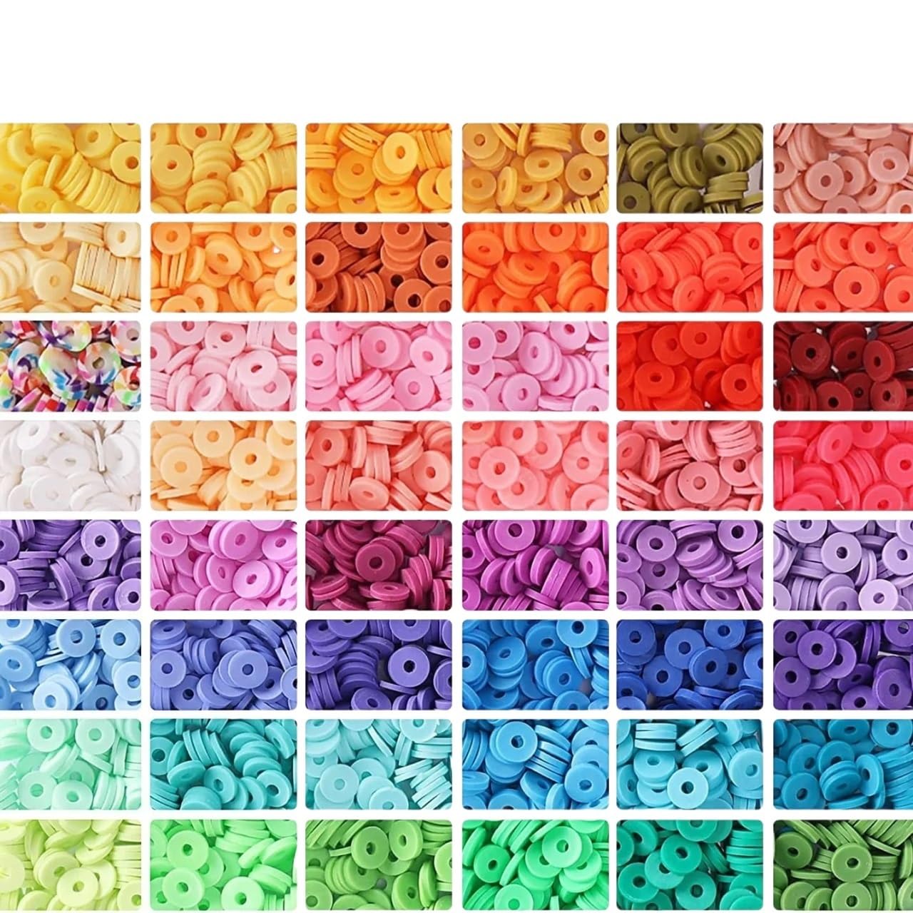 Abalorios Para Hacer Pulseras Kit de fabricación pulseras con cuentas arcilla, 4800/9700 Uds., juego redondas planas 48 colores for joyería, pulsera, collar, pendientes
