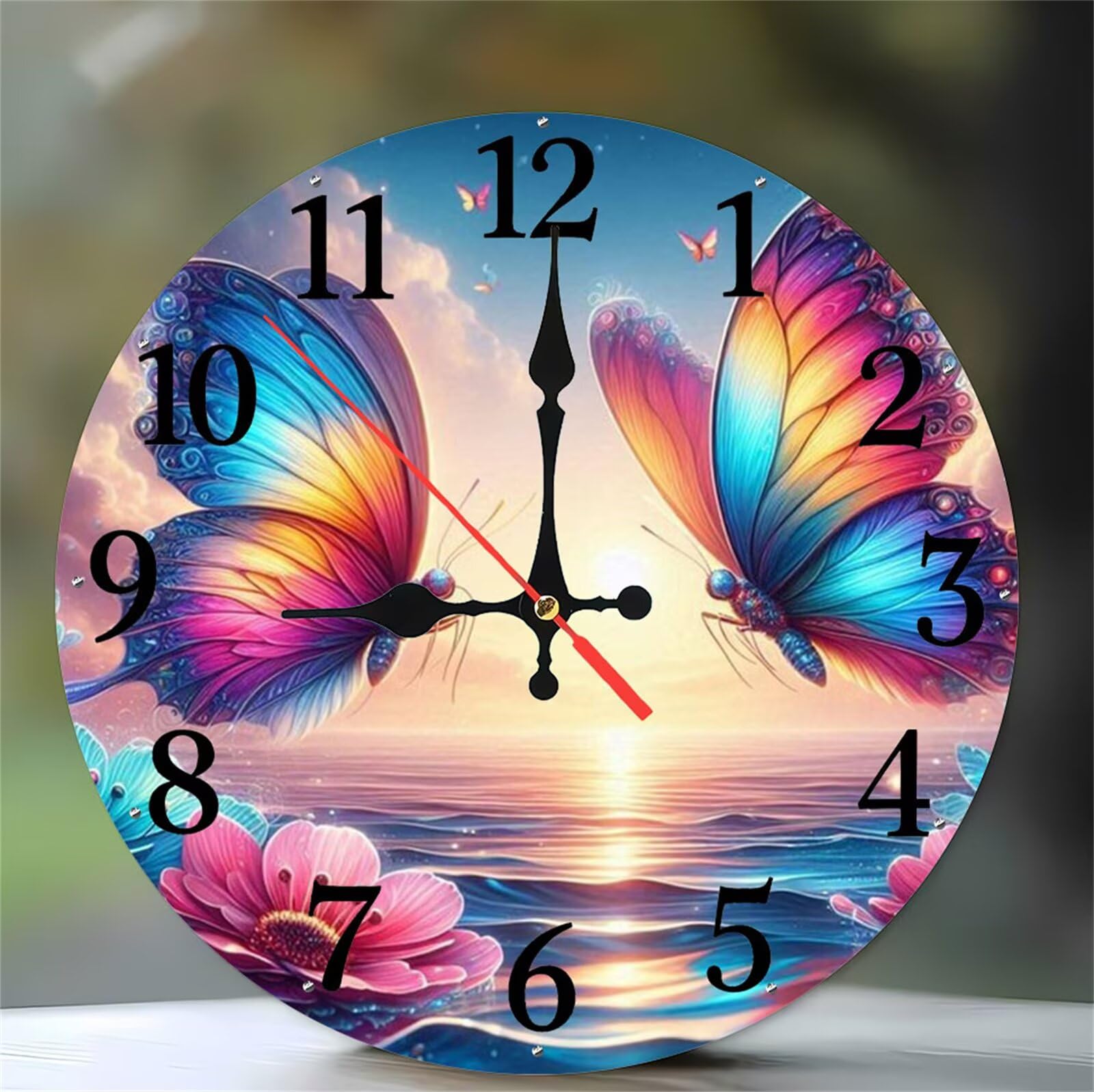 Horloge murale silencieuse salon pendule quartz 30cm motif mer