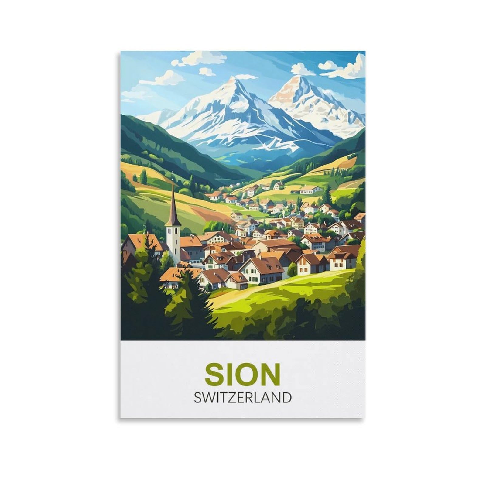 EZMLFA Diamond Painting Kits for Adults,Sion Switzerland 5D Diamond Painting Kit for Adults Beginners, DIY Full Round Drill Gem Art Kits for Home 30x40cm