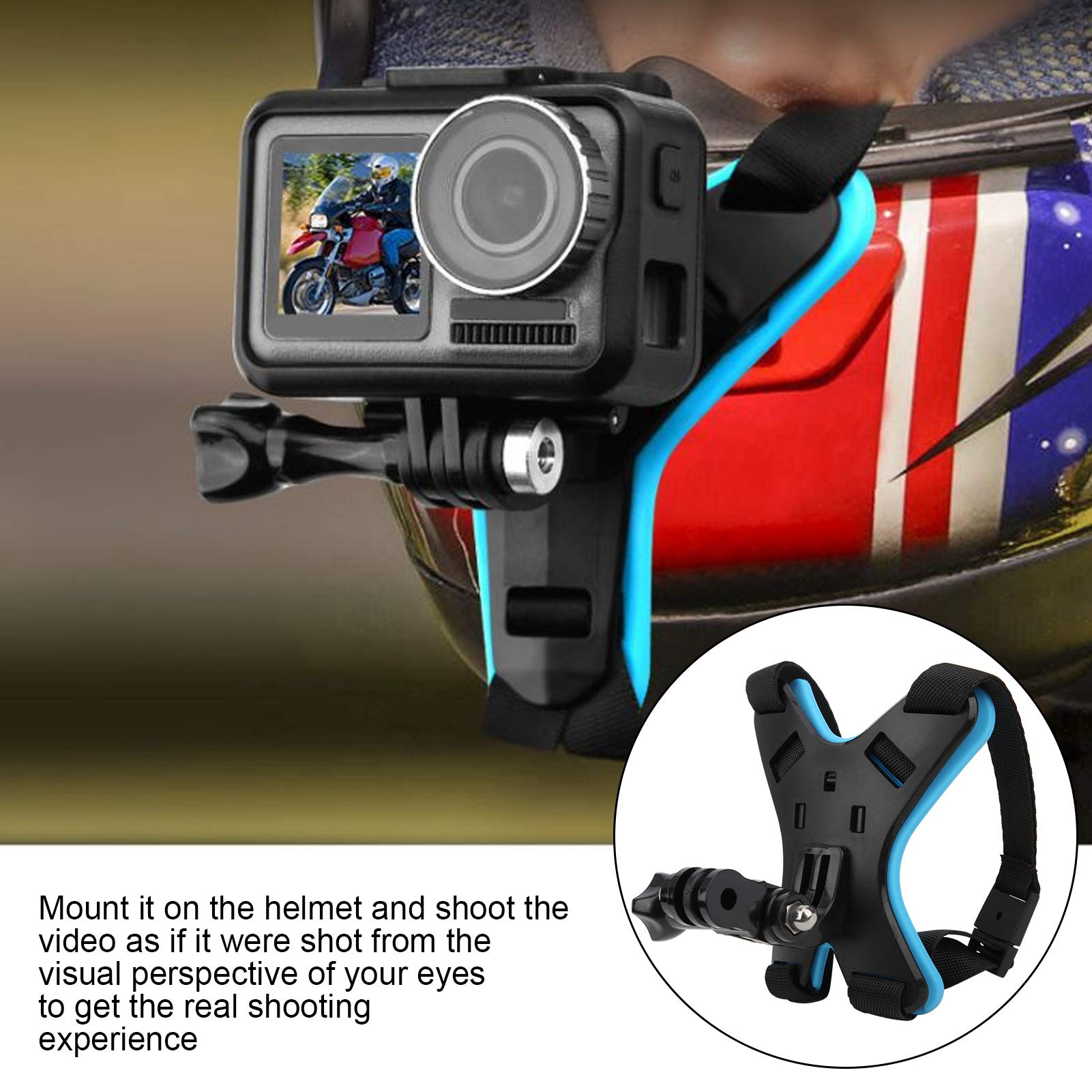 Helweet Supportoda Casco Moto, Supporto Sottogola, Supporto Per Mentoniera Casco, Kit di Accessori Per Action Cam, per la Maggior Parte Delle Action Camere, Set da 4
