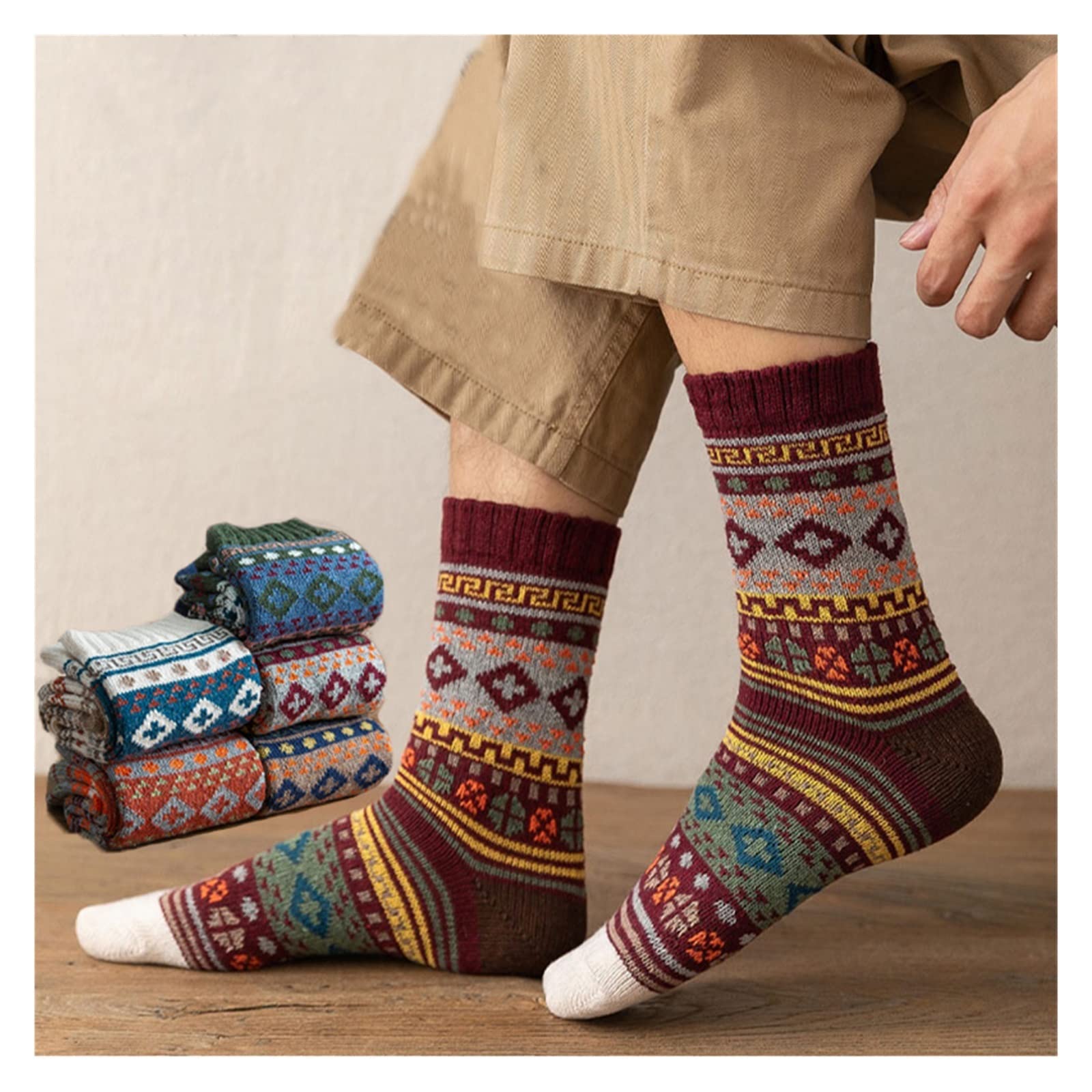PAXAS Calcetines para Hombres Otoño Invierno Caliente Hombres Calcetines Térmicos De Lana Moda Casual Calcetines (Color : C, Size : Size 38-45)