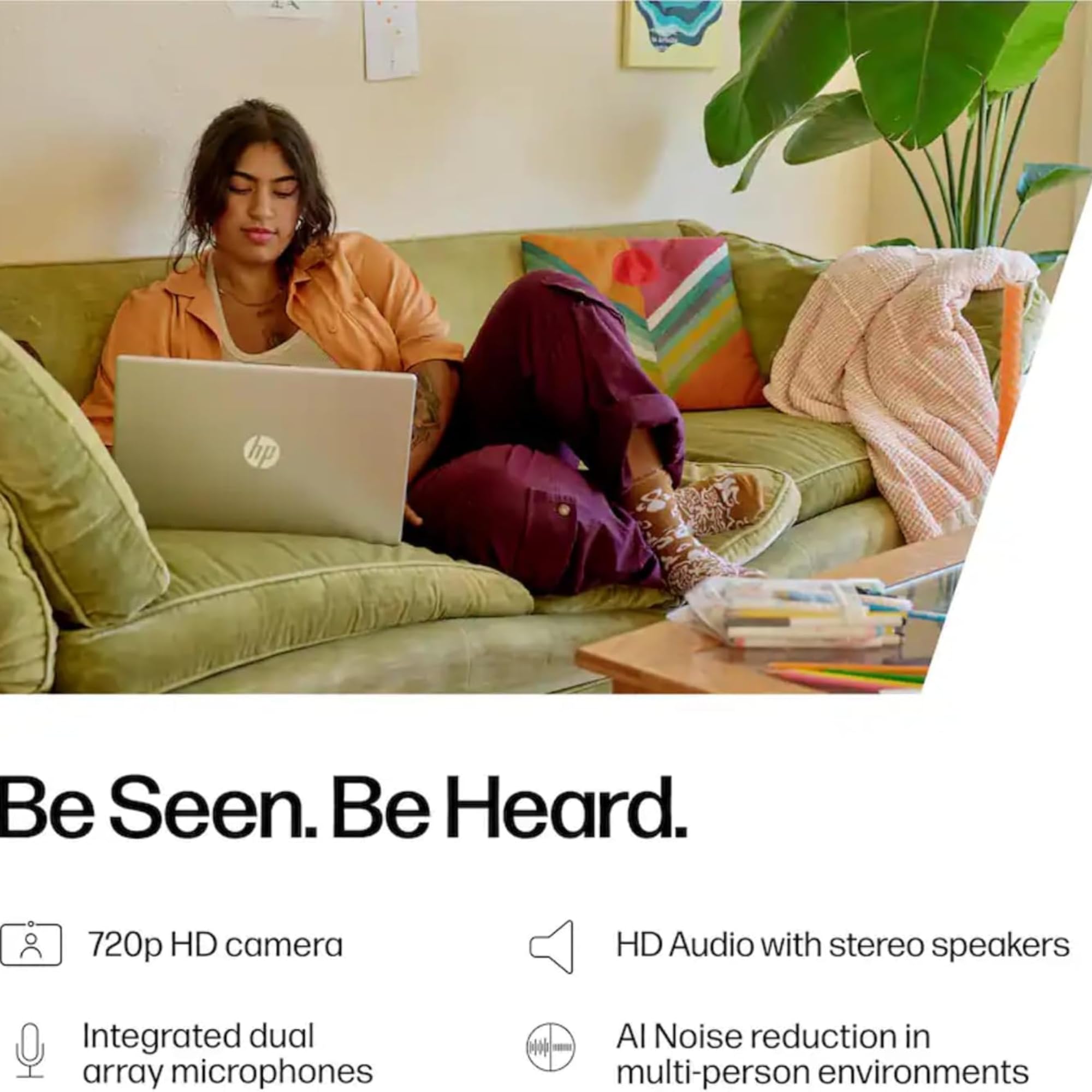 HP Laptop de 15.6" con almacenamiento Microsoft 365-1.1TB - Memoria de 8 GB - Intel Inside | Pantalla antirreflejo, SSD de 128 GB y almacenamiento en la nube de 1 TB, CPU de 4 núcleos, carga rápida y