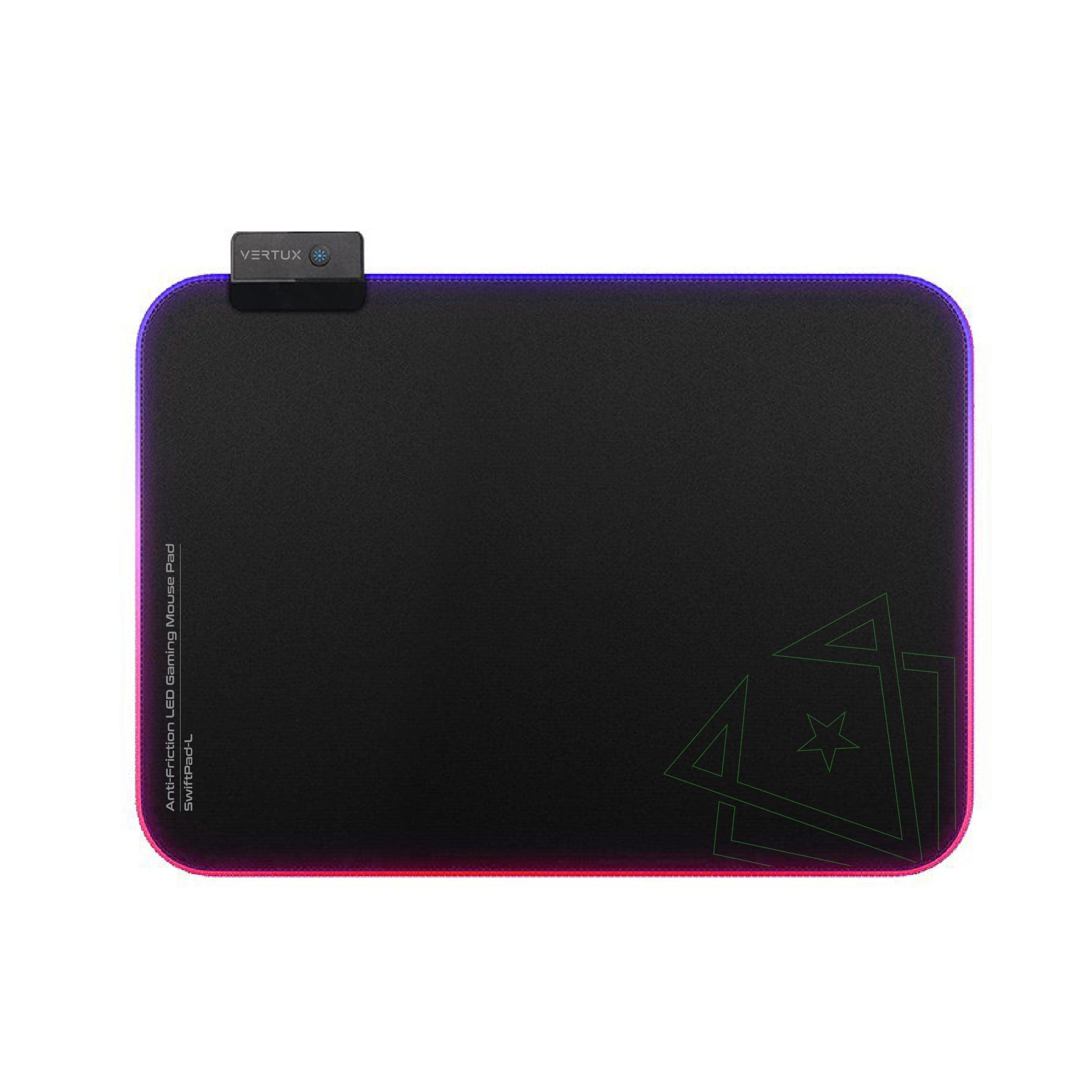 Vertux SwiftPad-L, oyun fare altlığı, düz kayma, mikro dokulu kumaş yüzey büyük (32,8 x 20 cm), dikişli kenarlı, kaymaz taban, 13 RGB LED modu