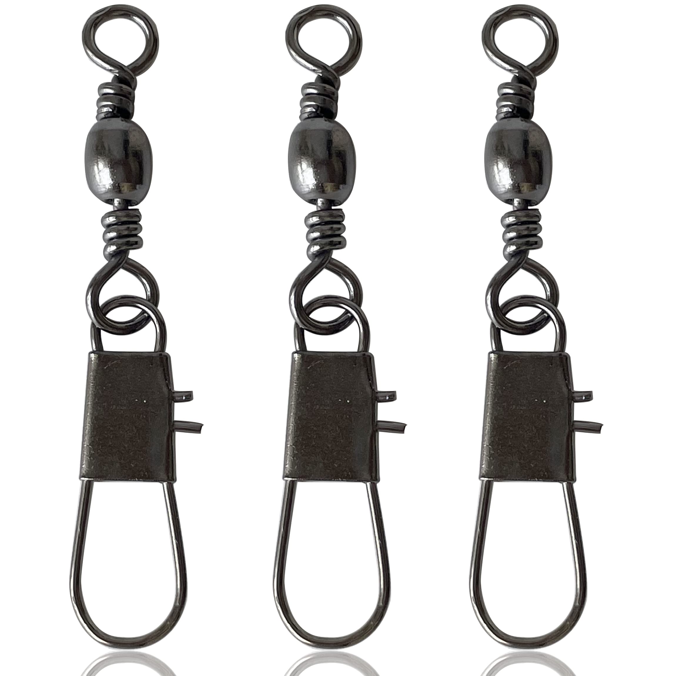 VinfutinFishing Barrel Swivels Snaps Connector for Quick Connect Fishing Lures,50pcs/100pcs Stainless Steel Black Nickel Copper Swivel Snaps Saltwater Freshwater