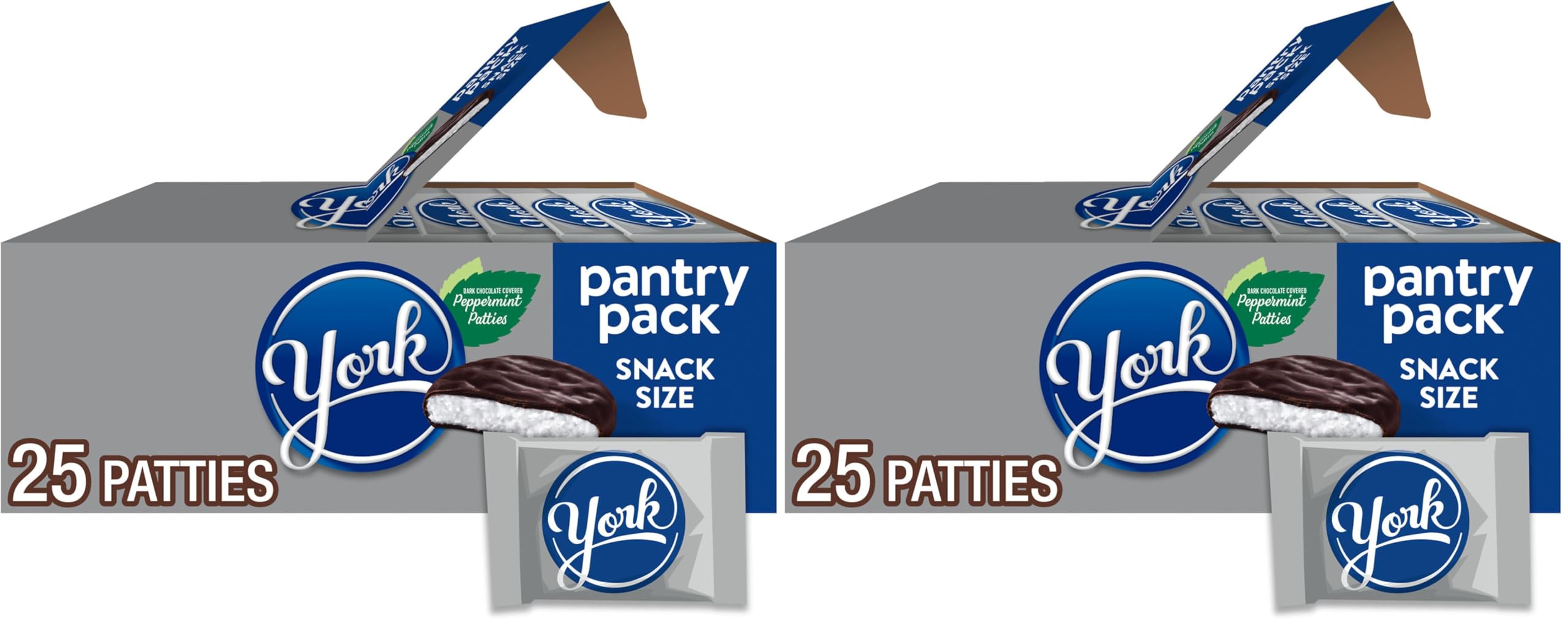 YORK Dark Chocolate Snack Size Peppermint Patties, Candy Pantry Packs, 15 Ounce (Pack of 50)