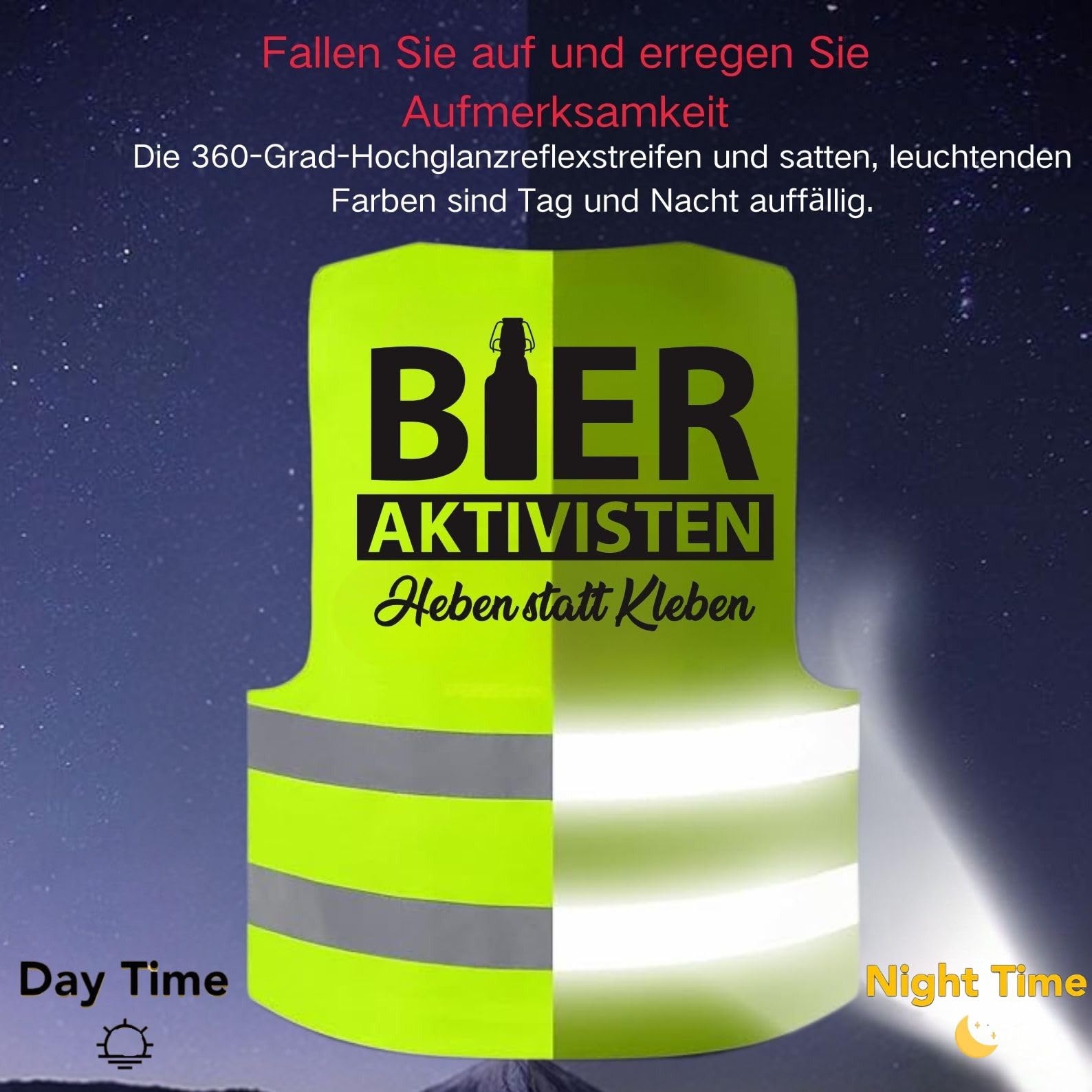 RF&CM Bieraktivisten Kostüm Karneval Fasching Verkleidung Sicherheitsweste Security Warnweste Mallorca Party