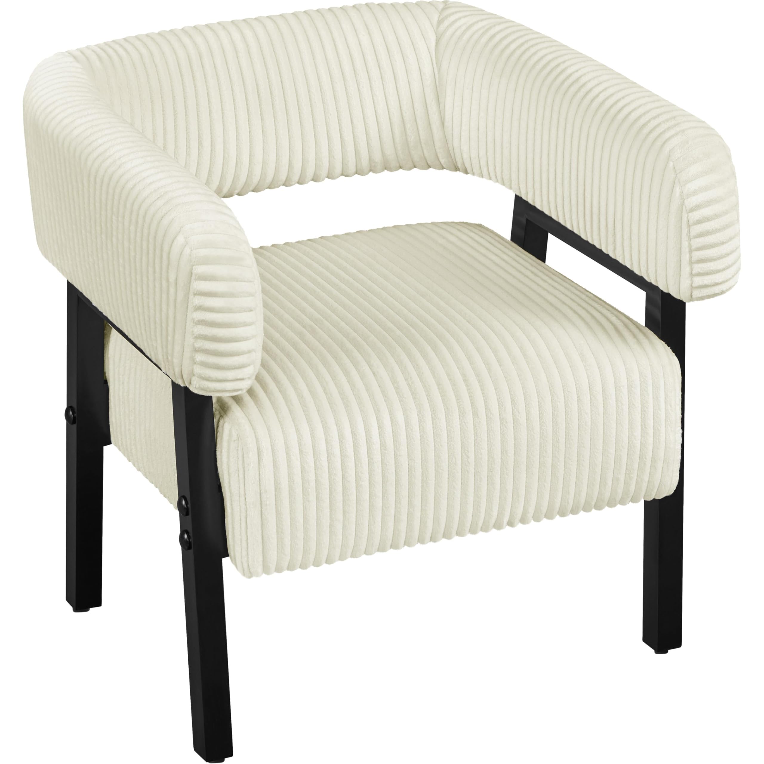 Yaheetech Corduroy Tub Chair with Pocket Coiled Seat, Beige/Set of 1