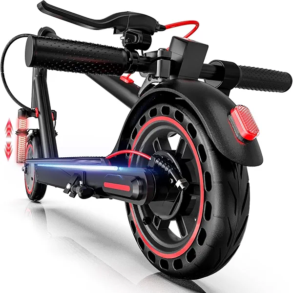 Electric Scooter for Adults, Up to 23/25 Miles & 22 MPH, 8.5/10" Honeycomb Solid Tires, Front/Dual Suspension, Built-in Side/Turn Lights