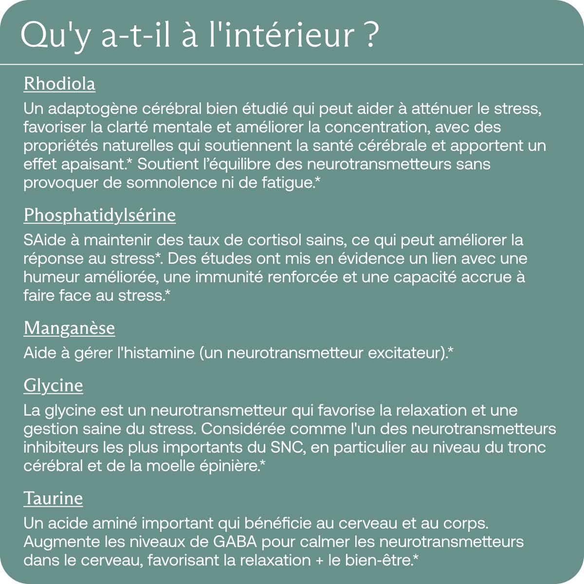BodyBio Calm - Rhodiola Rosea, Glycine & Phosphatidylsérine - Gestion du Stress Sans Somnolence - Relaxation & Concentration - Formule Naturelle Végane & Sans Gluten - 60 Gélules