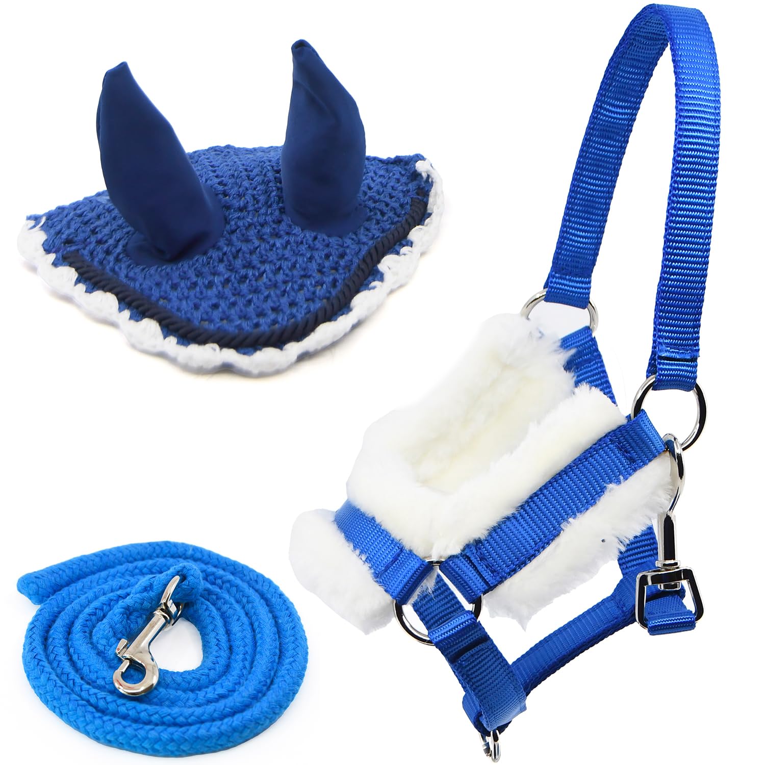 Ensemble de tapis de selle avec voile anti-mouches, guêtres