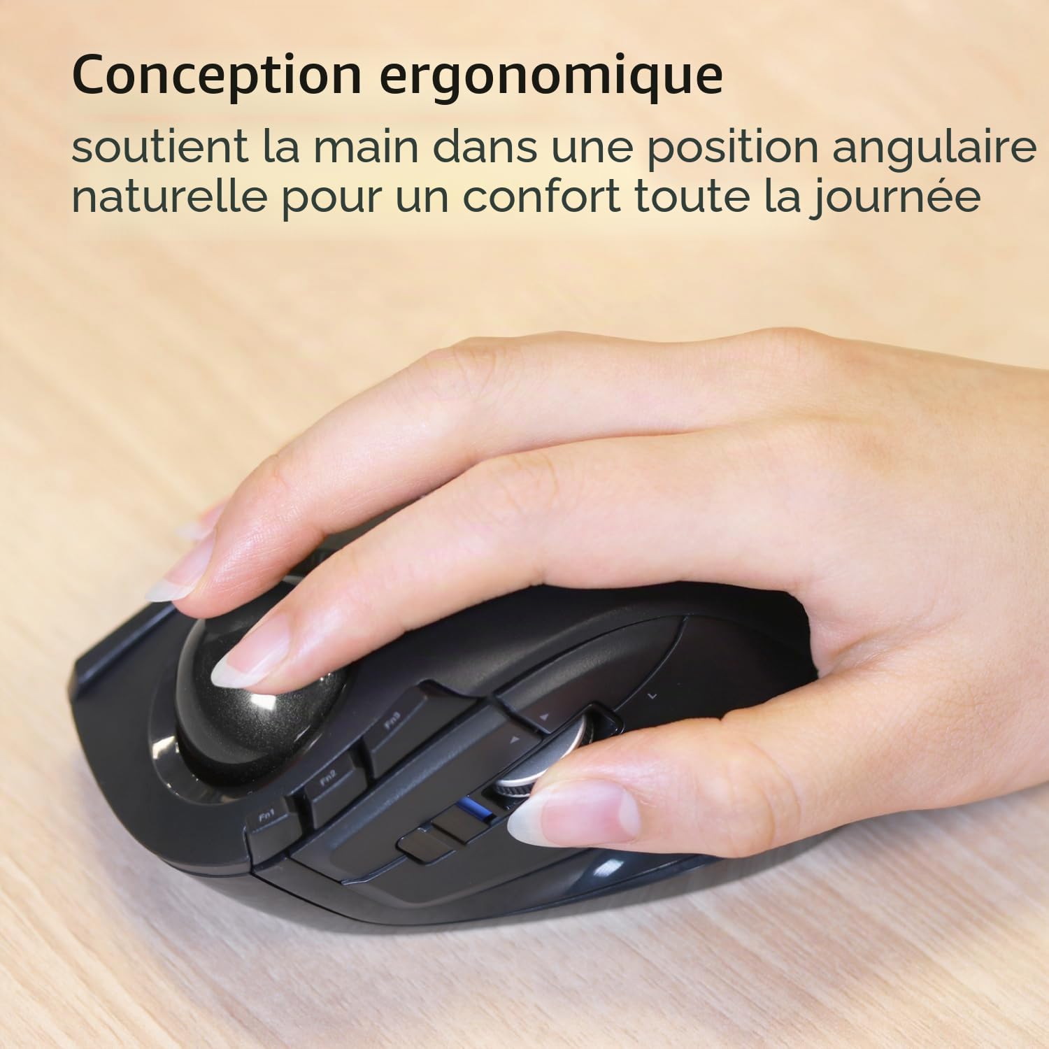 Elecom DEFT Souris trackball sans Fil 2,4 GHz, contrôle des Doigts, Fonction 8 Boutons, Boule Lisse Ergonomique de 34 mm, PC/Ordinateur Portable, Windows11/MacOS, M-DT2DRBK