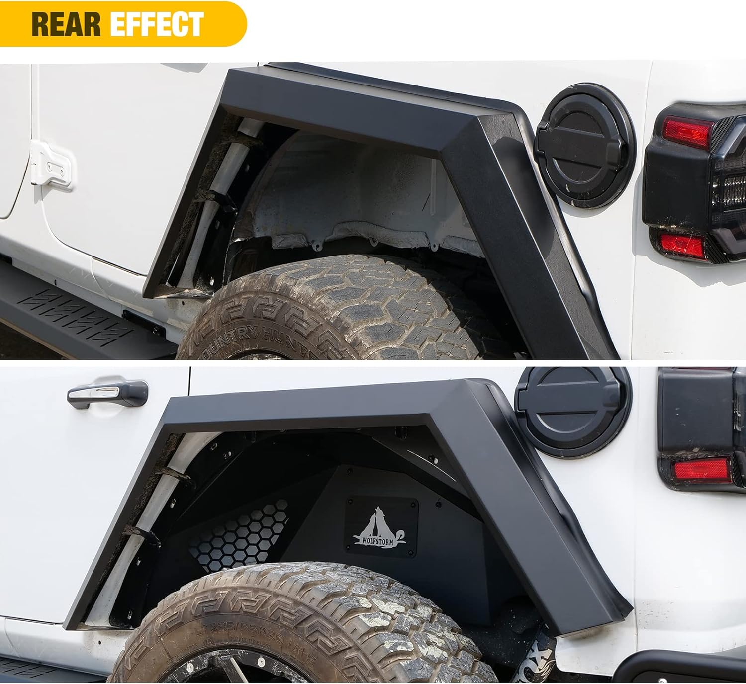 Fender Flares Inner Liners for 2018-2026 Jeep Wrangler JL/JLU,WOLFSTORM 4 PCS Steel Inner Fender Flares Liner Compatible for 2018-2026 Jeep Wrangler JL & JLU,Black