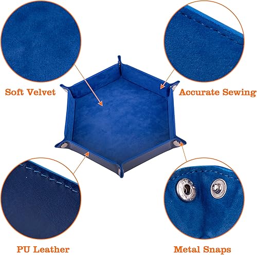 Miniatura 3 de SIQUK Bandeja de dados plegable de piel sintética, 2 piezas, bandeja hexagonal plegable para juegos de dados como RPG, DND y otros juegos de mesa