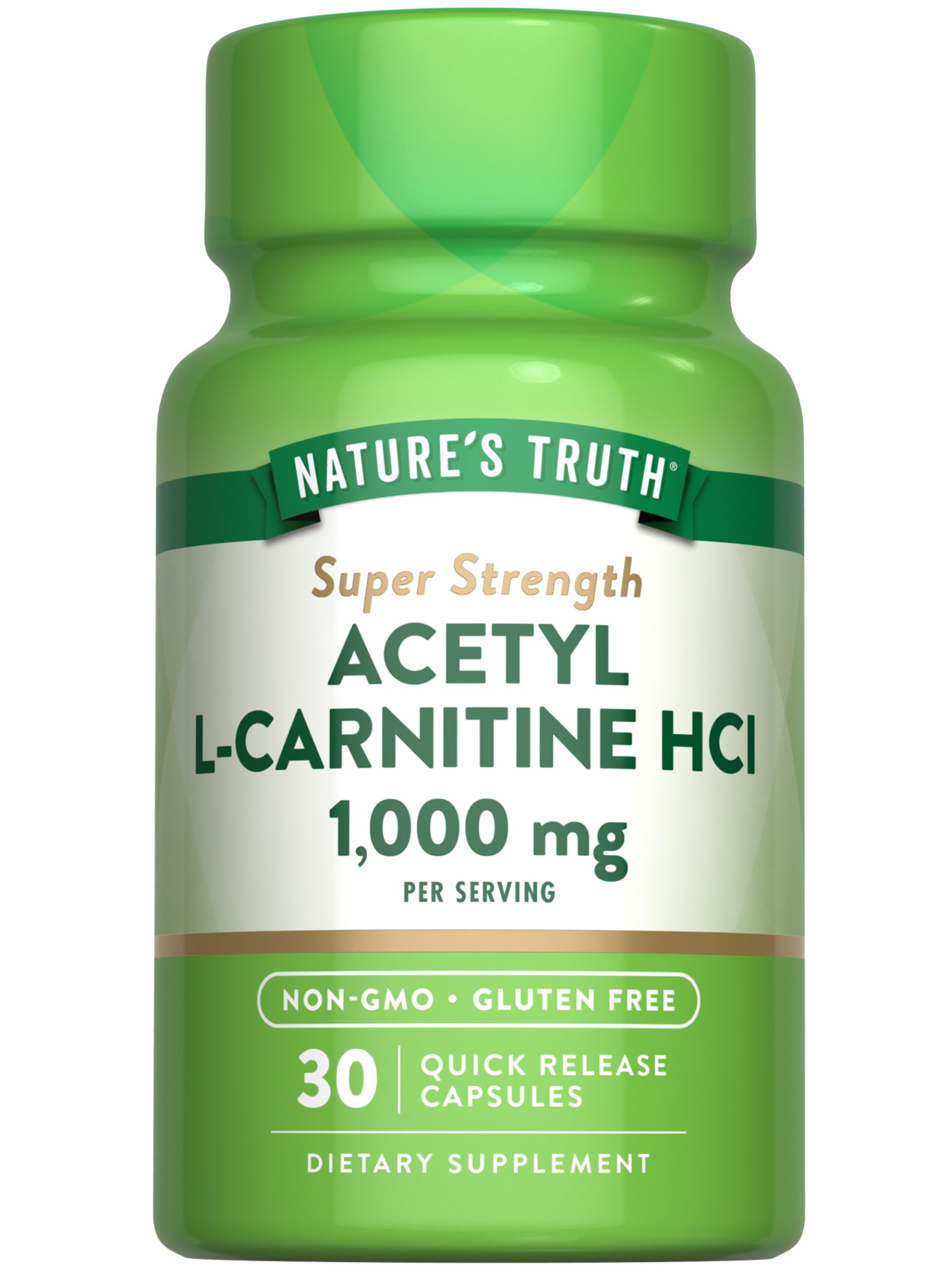 Nature's Truth Acetyl L-Carnitine 1000mg | 30 Capsules | Super Strength | Non-GMO & Gluten Free ALCAR Supplement