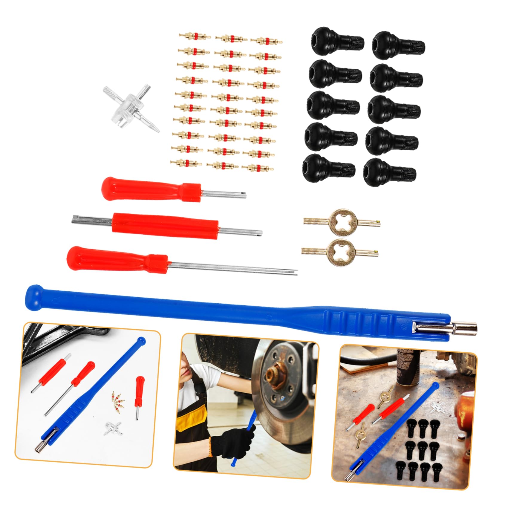 SOLUSTRE 5ensembles Outil De Démontage De Valve De Pneu Kit De Réparation De Pneus Extracteur De Tige De Valve Pour Voitures Et
