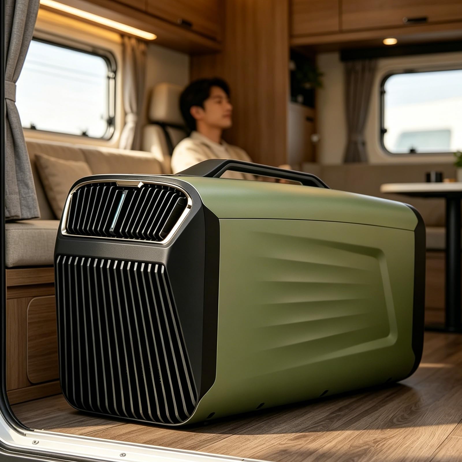 URJWAN Portable Tent Air Conditioner for Camping, Air Conditioner for Outdoor Indooer Using, 400W Consumption Quiet Small AC Unit for RV, Truck, Garage Green