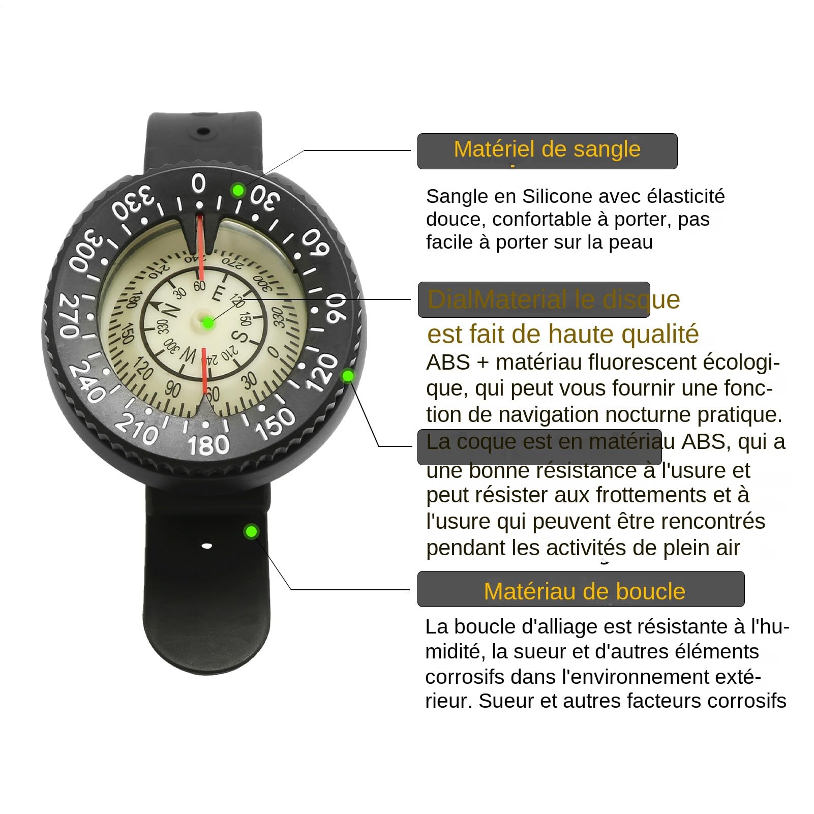 Boussole de Plongée Navigation sous-Marine Précise | Compacte Précise et Lumineuse pour Randonnée Kayak Orientation Plongée