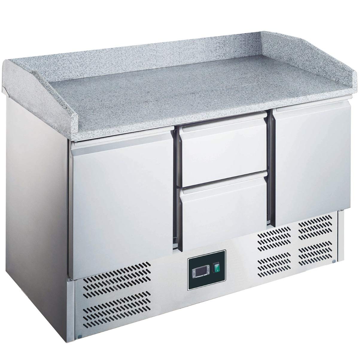 ZORRO - Pizzatisch ZS 903 PZ 2D - 2 Türen - 2 Schubladen - Kühltisch mit Granitplatte und Aufkantung - Salatkühlung - Gastro Belegstation