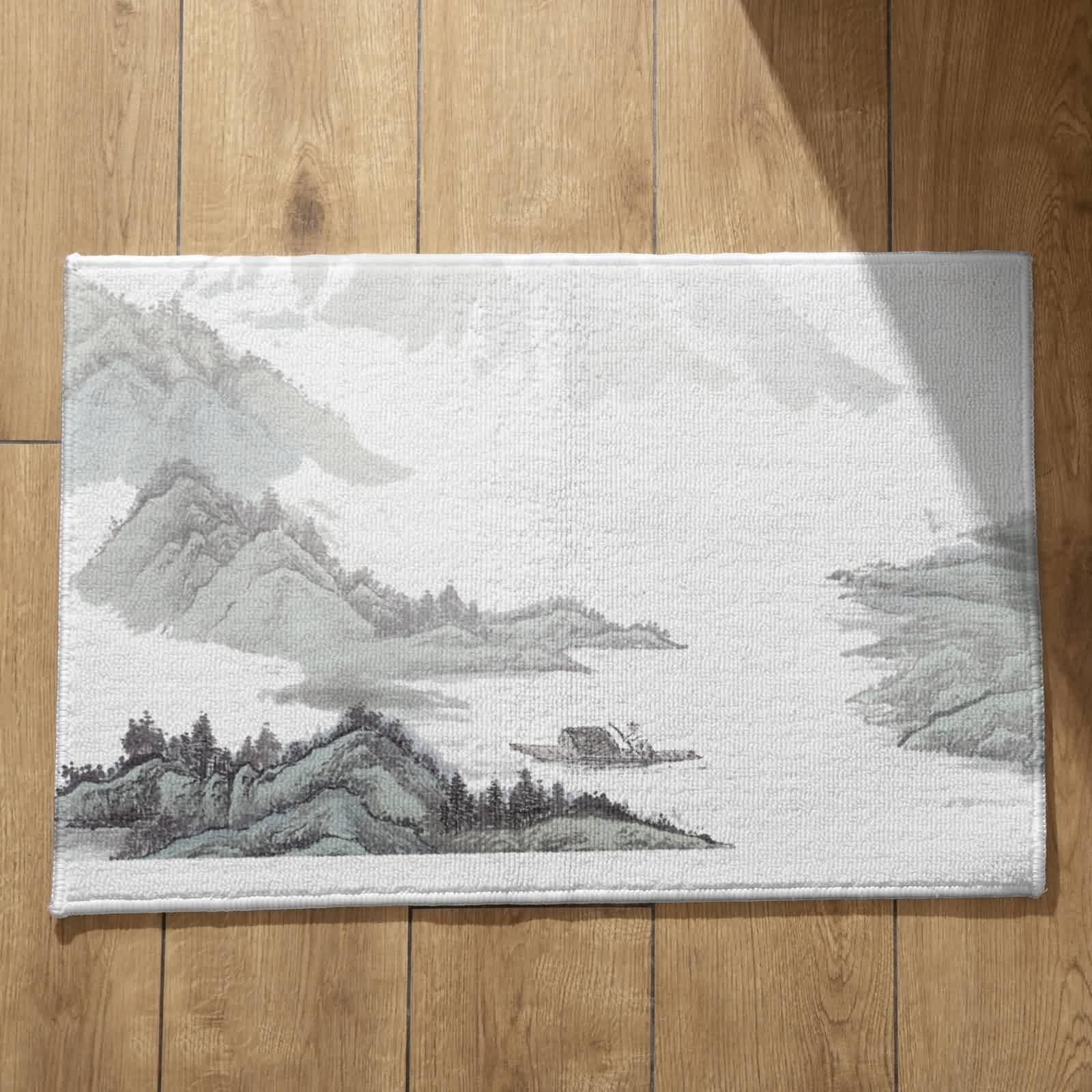 Tapis de entrée extérieur et cuisine absorbant CEVAN à motif peinture asiatique