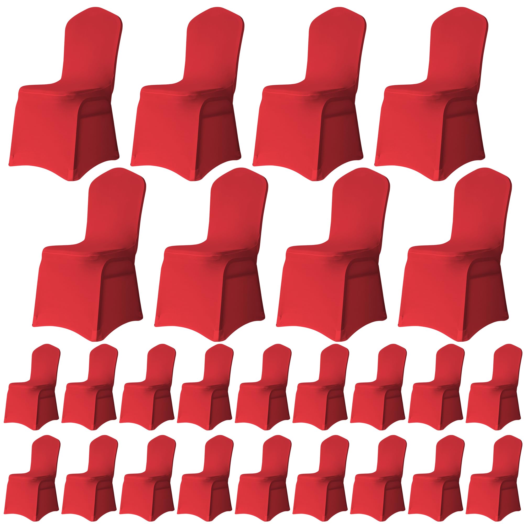 Trimming Shop Chair Cover Spandex Polyester Stretch Fabric Front Flat Dining Slipcovers Washable & Removable Wedding Chair Covers for Banquets Ceremony & Hotel Dinner (Red, Pack of 100) โ image 1