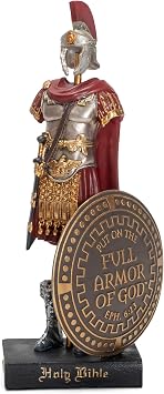 Dicksons Armor of God Roman Soldier 9 x 5 Inch Red Resinstone Tabletop Figurine