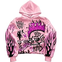 Men's Grunge Graphic Hoodies Y2k Baggy Hooded Sweatshirts Fall Clothes Streetwear