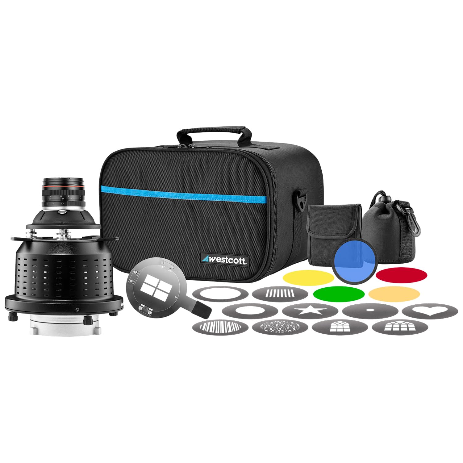 Westcott Optical Spot by Lindsay Adler with 50mm EF Mount Lens, 11 GOBO Designs, 5 Color Gels, & Travel Case (Bowens Mount)