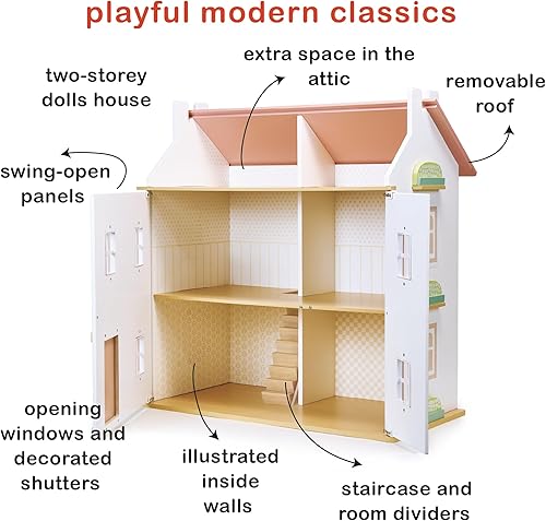 Miniatura 3 de Mentari Clover - Casa de muñecas grande de madera, un palacio mágico para el tiempo de juego con paneles abatibles, mejora el tiempo de juego con un