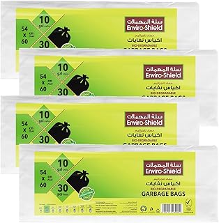 Enviro Shield OXO Biodegradable & Antibacterial 10 Gallon 30 Garbage Bags x 4 Rolls Value Pack, Multicolour
