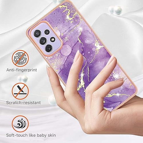 Miniatura 2 de Funda delgada para Samsung Galaxy A13 4G, TPU suave + patrón de mármol IMD a prueba de golpes, lente de cámara y cubierta protectora de pantalla
